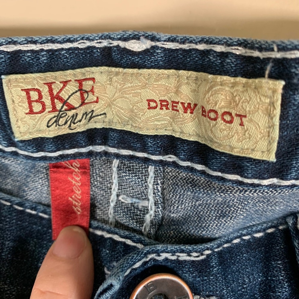 BKE Drew Boot Cut Women's Denim Jeans 29x31.5 Med Wash Mid Rise Saddle Stitch - Picture 8 of 13